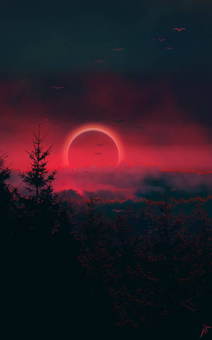 Red Eclipse In The Forest, An iPhone X Nature — Floral iPhone Wallpaper