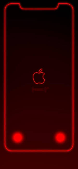 Apple logo na may border sa neon na pulang iPhone XR wallpaper