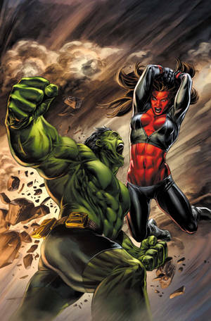 Red She Hulk na nakikipaglaban na wallpaper — Honor MagicPad4 Wallpaper