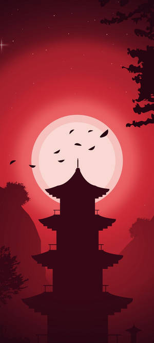 Redmi Note 10 Silweta ng Pagoda — Pixel 10 Wallpaper