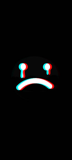 Malungkot na Emoji na Mukha na May Luha — iPhone 11 Wallpaper