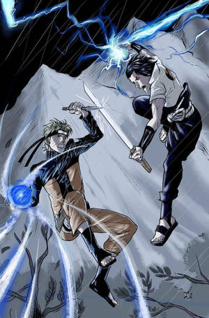 Sagupaan ng Matinding Laban - Sasuke vs Naruto iPhone Wallpaper
