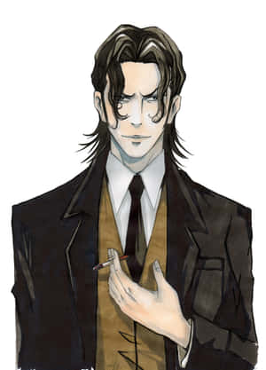 Si Sakuya Togane, ang enigmatic character mula sa Psycho-Pass, na nag-strike ng serious pose.
