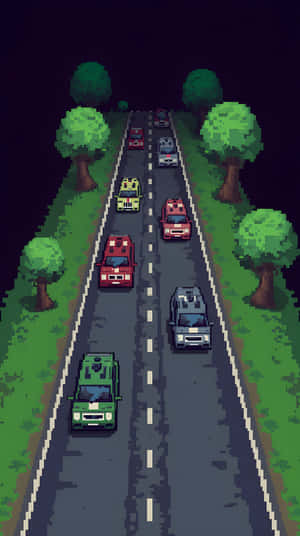 Pixel Art, Pixel 9, Pixel 8, Daan, Road Trip, Video Game, Urban, Urban Art, Cartoon, Eksena, Highway, Sasakyan, Sasakyan, Laro, Bilis, Digital, Digital Art, Kulay, Estilo, Maganda — Pixel 8 Wallpaper