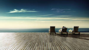 Scenic Ocean View Platform wallpaper