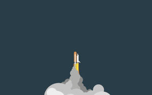 Simpleng wallpaper ng outline ng retro rocket na naglulunsad