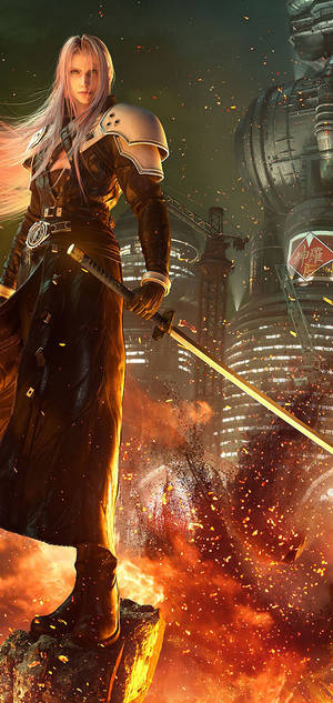 Sephiroth detailed digital illustration wallpaper