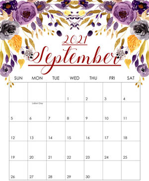 September 2021 purple flowers calendar wallpaper. — Galaxy Z Fold 5 Wallpaper