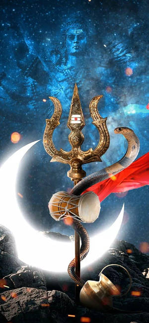 Shiva iPhone Trishula With Moon — Galaxy S25 FE Wallpaper