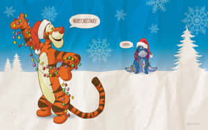 Si Tigger at si Santa Claus sa niyebe — Disney pasko Wallpaper