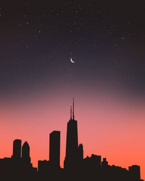 Silhouette Cityscape And Starry Night wallpaper — 4:5 Wallpaper