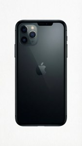 Ilustrasyong silweta ng iPhone 11 Pro Max sa puting background.