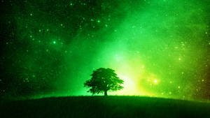 Silweta ng Puno Neon Green Aesthetic