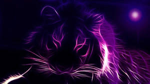 Silweta ng Tigre na May Neon Purple na Estetiko