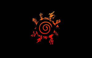 Wallpaper ng simbolo ng Naruto na may mga salitang Hapon