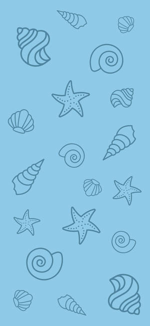 Simpleng Asul na Aesthetic na mga Kabibe — Samsung S21 Ultra Wallpaper