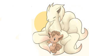 Simpleng Guhit ni Ninetales at Vulpix — Pokemon Telepon Wallpaper