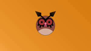 Simpleng Ilustrasyon ng Hoothoot sa Kahel na Background — Nintendo Wallpaper
