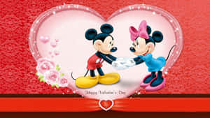 sina mickey at minnie mouse sa loob ng pusong frame — Cute araw ng mga puso Wallpaper