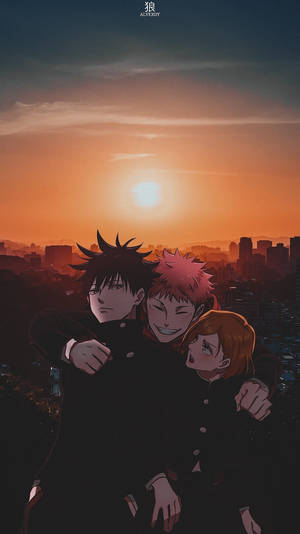 Sina Megumi, Yuji At Nobara Anime Aesthetic Sunset — Jujutsu kaisen Wallpaper