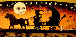 Sinaunang Halloween na Bruha sa Karwahe