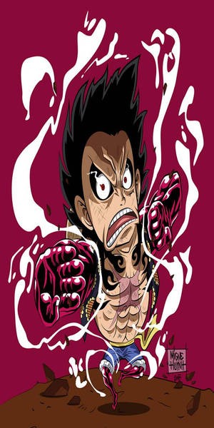 Wallpaper ng Sining Luffy Gear 4 na Baluktot — Luffy gear 4 Wallpaper