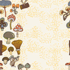 Sining na Vector ng Vintage na Cute na Kabute na Border
