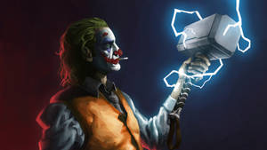 Wallpaper ng sining ng Joker na may hammer ni Thor — Joker Wallpaper