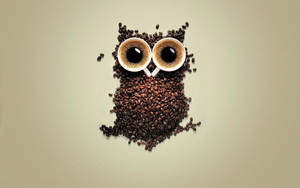 Wallpaper ng sining ng kape na may cute na kuwago