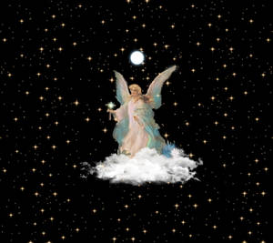 Wallpaper ng sining ng paskong anghel na bituin — Mga anghel ng pasko Wallpaper