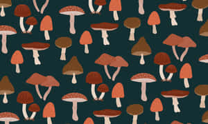 Sining ng Vintage na Pattern ng Cute na Kabute — Mushroom Aesthetic Wallpaper