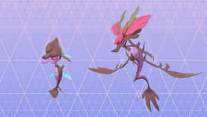Skrelp at Dragalge sa Lilang Background — Pastel purple GIF Wallpaper