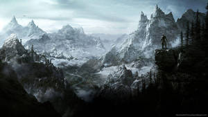 Skyrim snowy mountains wallpaper