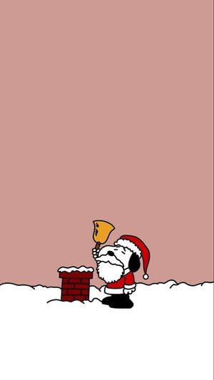 Wallpaper ng Snoopy Kampanilya ng Pasko sa Tsimneya — Snoopy pasko Wallpaper