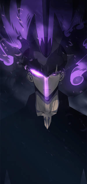 Solo Leveling Jin-Woo purple power wallpaper — iPhone 14 Plus Wallpaper