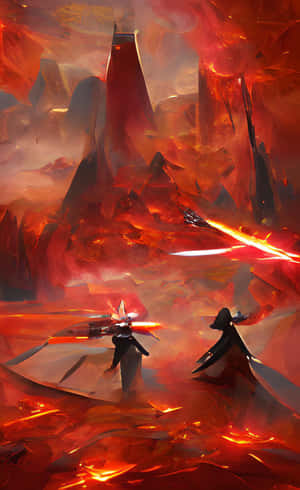 Spectacular na tanawin ng volcanic Mustafar landscape — Honor Pad X8b Wallpaper