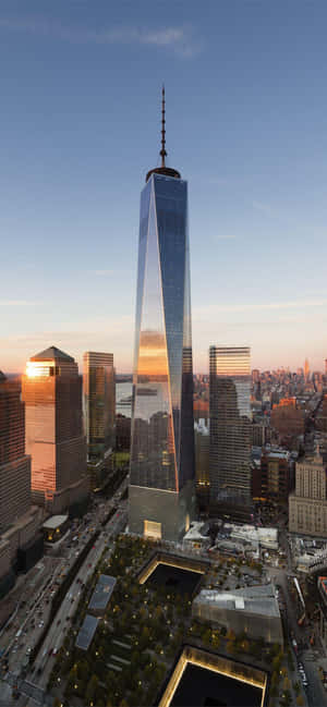 Sunset Freedom Tower High Angle View — Galaxy S25 Wallpaper