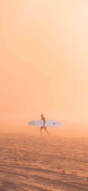 Surfboard Orange Sunset Sky — iPhone 15 Pro Wallpaper