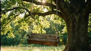 Isang aesthetic art wallpaper ng isang swing ng puno sa tag-araw. — Aesthetic art GIF Wallpaper