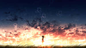 Tahimik na mga Bulaklak ng Sakura sa Isang Anime na Tanawin — Magandang anime Wallpaper