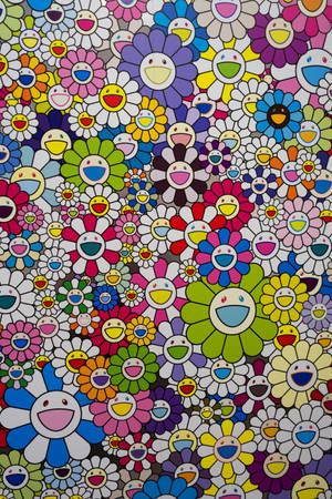 Takashi Murakami Smiley 4K — Nakatutuwa na iPhone Wallpaper