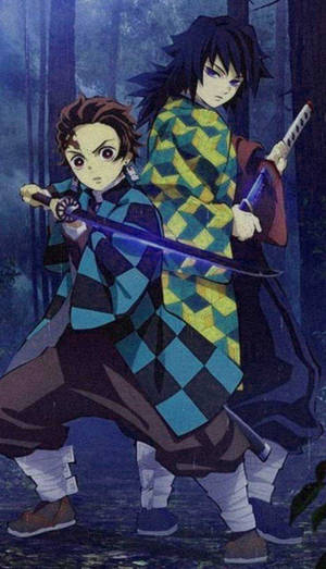 Tanjiro at Giyu Demon Slayer iPhone wallpaper