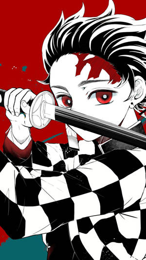 Tanjiro Ilustrasyon sa Telepono ng Demon Slayer — Demon slayer phone Wallpaper