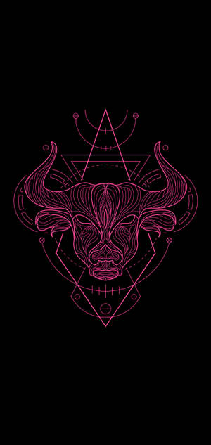 Taurus Zodiac Pink Line Work Wallpaper — iPhone 16 Wallpaper