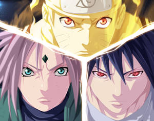 Team 7 Sakura, Naruto at Sasuke wallpaper