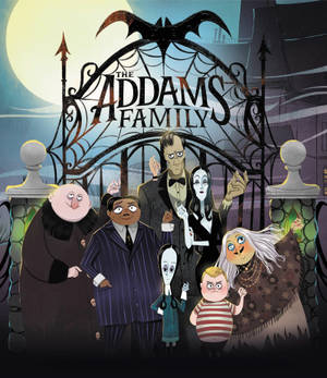 The Addams Family Cartoon Illustration wallpaper — Galaxy Z Fold Wallpaper