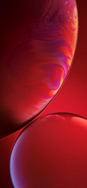 Dalawang pulang alon na abstrak na mga bula ng iPhone XR wallpaper