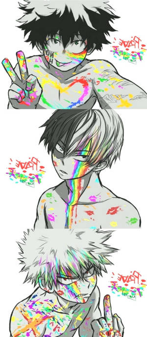 Todobakudeku rainbow paint wallpaper — Honor Play 80 Pro Wallpaper