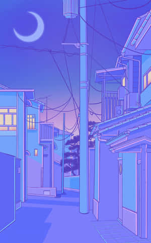 Tokyo Anime Purple Village Gabi — Anime city GIF Wallpaper