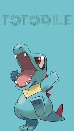 Totodile Na May Pangalan Sa Asul Na Background — Anime Phone Wallpaper